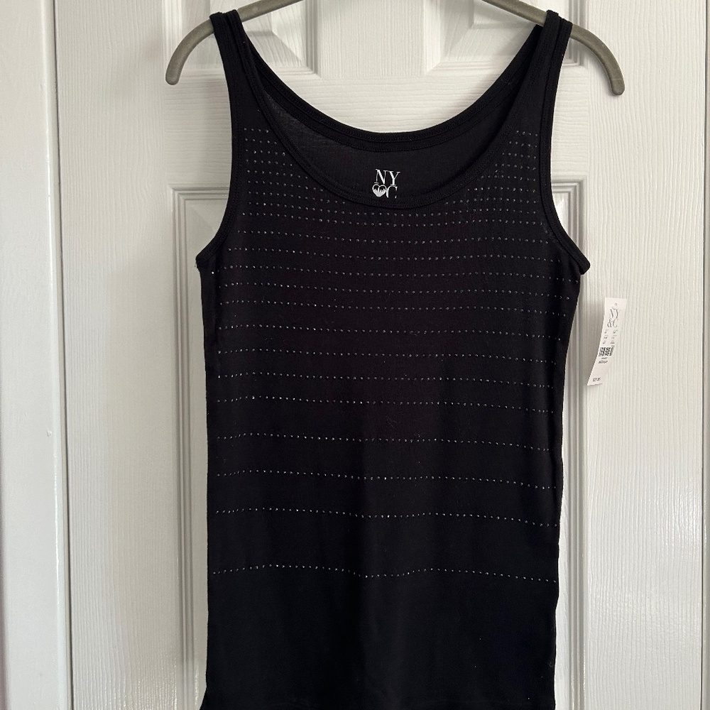 NWT Black Rhinestone Tank Top SIZE M